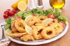 seafood calamari fried food